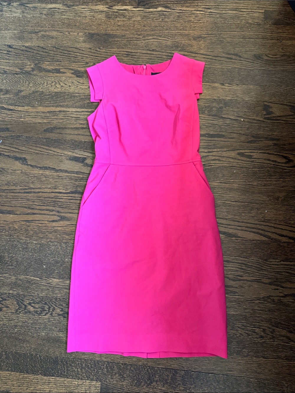 J. Crew Hot Pink Cap-Sleeve Sheath Dress